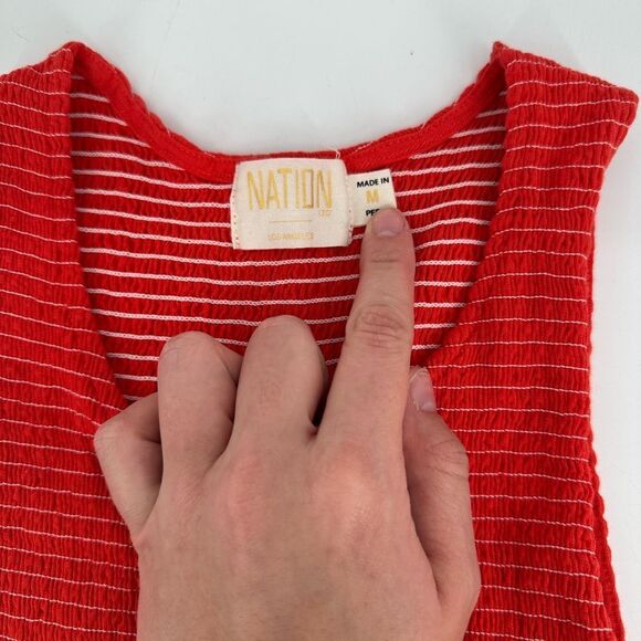 Nation LTD Red Christine Smocked Bodycon Racerback Tank - Picture 7 of 10